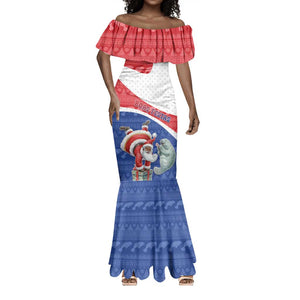 Personalized Cape Verde Christmas Mermaid Dress Black Santa Clause With The Manatee DT05