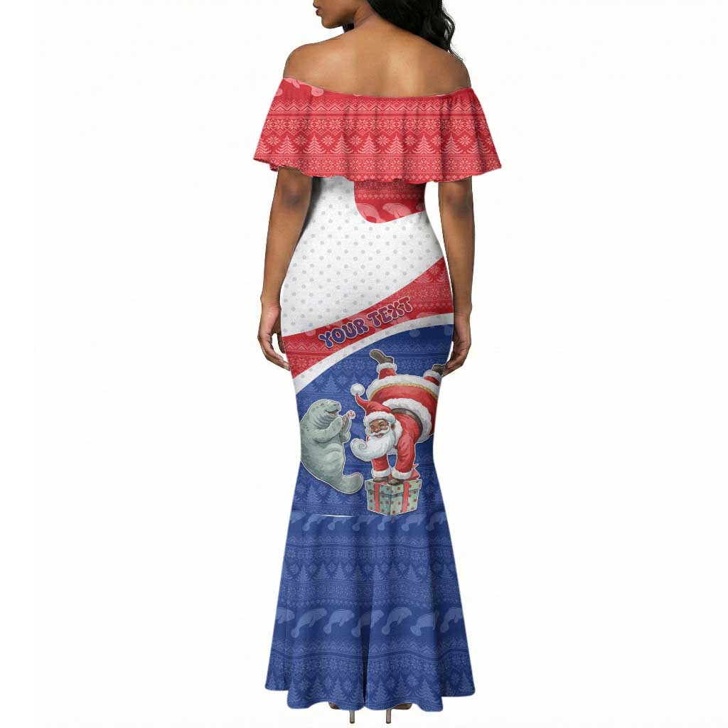 Personalized Cape Verde Christmas Mermaid Dress Black Santa Clause With The Manatee DT05