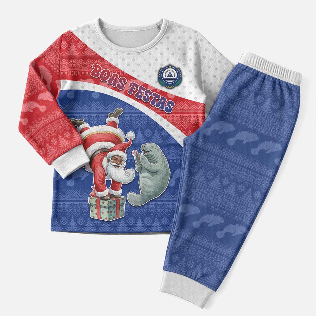 Personalized Cape Verde Christmas Pajama Set Black Santa Clause With The Manatee - African Pride