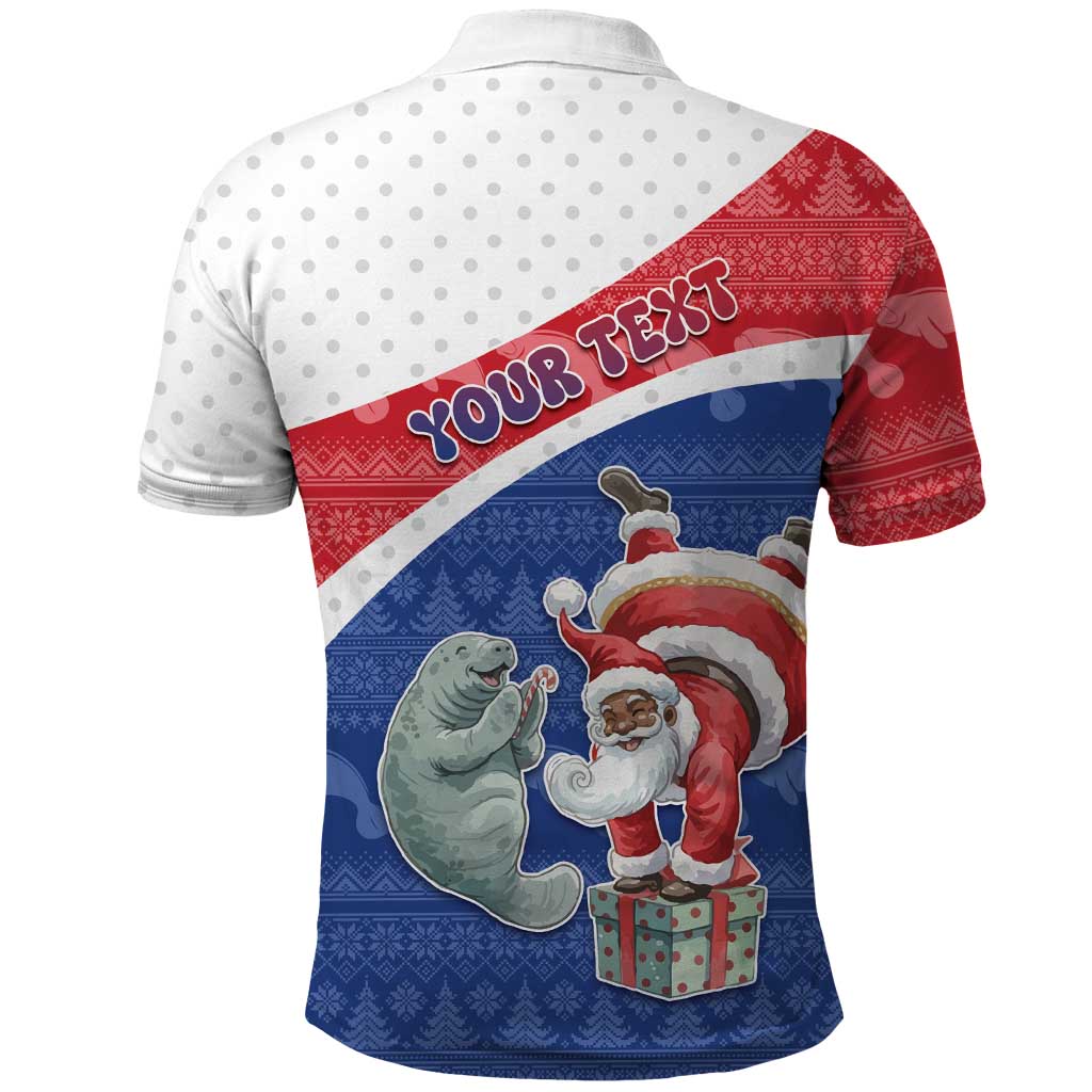 Personalized Cape Verde Christmas Polo Shirt Black Santa Clause With The Manatee DT05