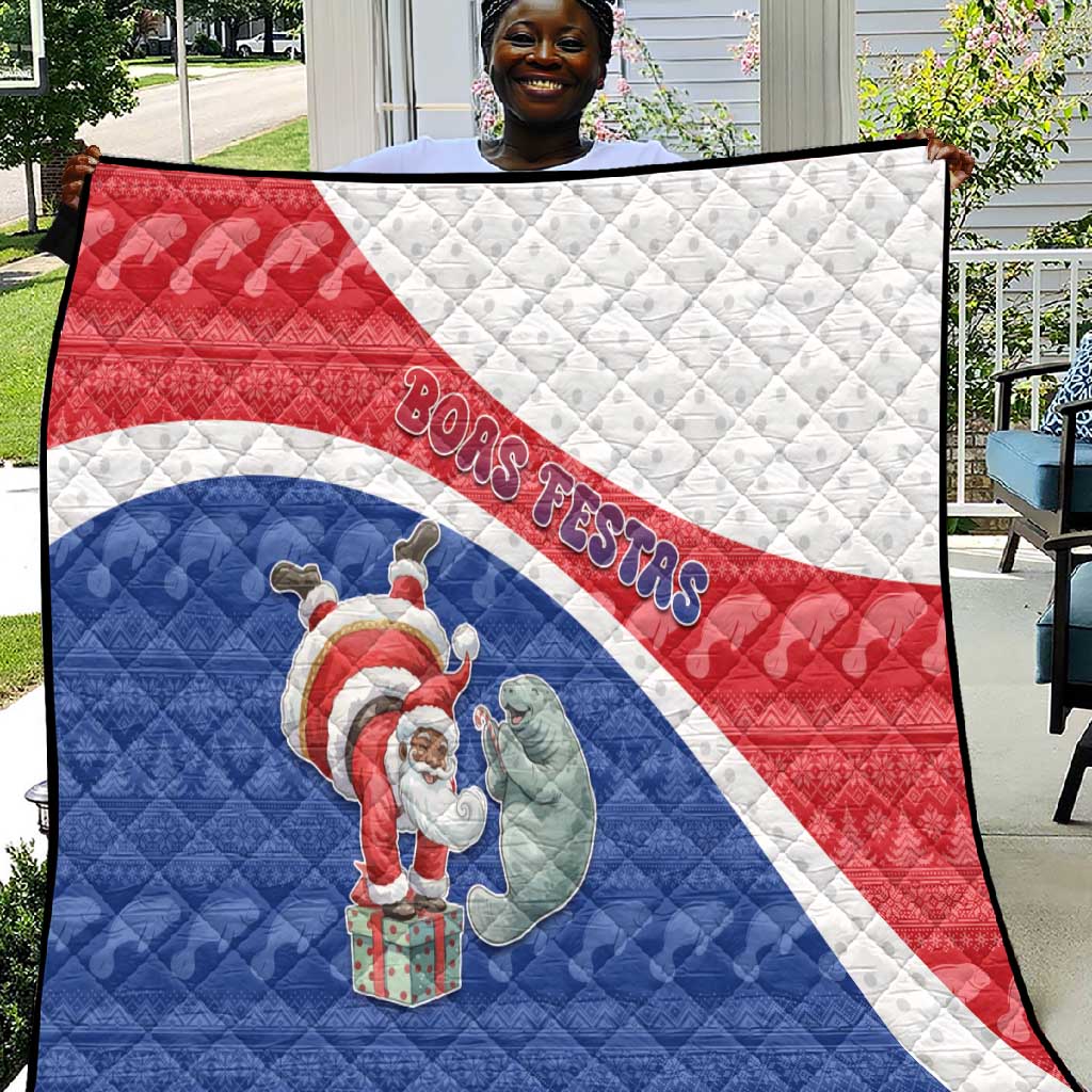 Cape Verde Christmas Quilt Black Santa Clause With The Manatee - African Pride
