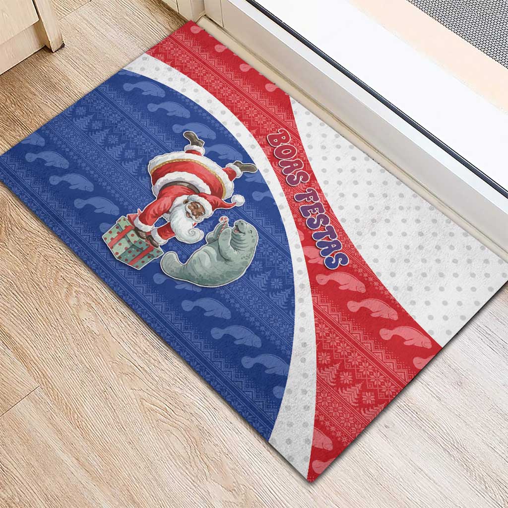 Cape Verde Christmas Rubber Doormat Black Santa Clause With The Manatee - African Pride