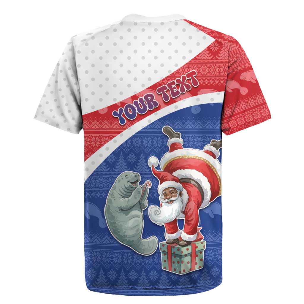 Personalized Cape Verde Christmas Rugby Jersey Black Santa Clause With The Manatee DT05