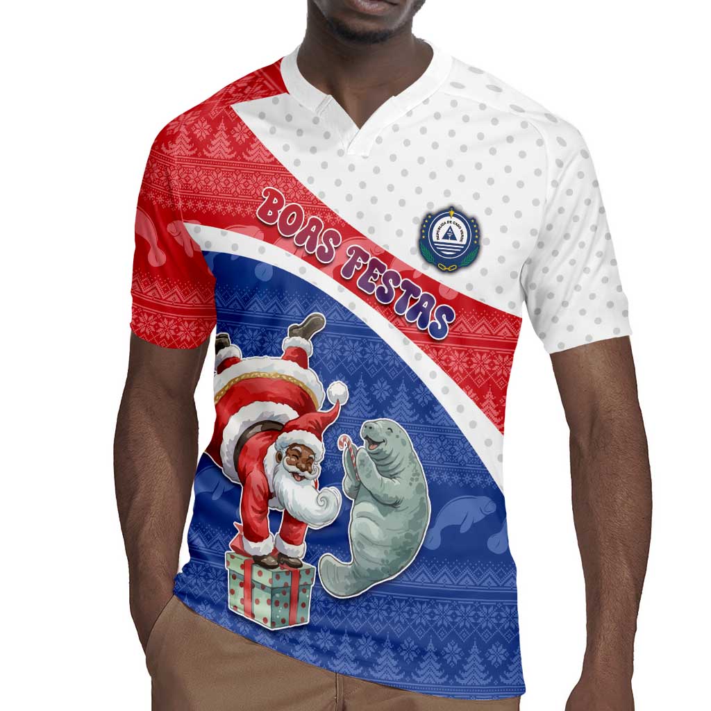 Personalized Cape Verde Christmas Rugby Jersey Black Santa Clause With The Manatee DT05