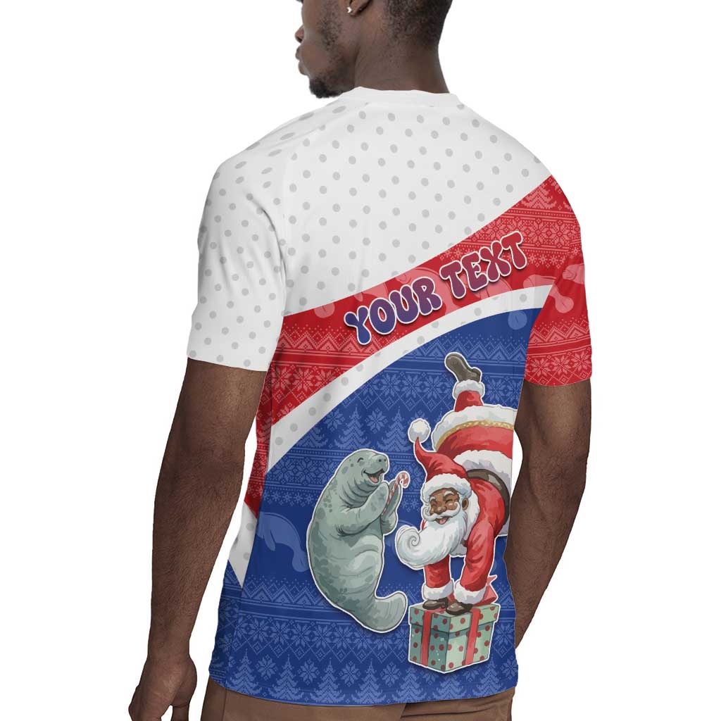 Personalized Cape Verde Christmas Rugby Jersey Black Santa Clause With The Manatee DT05