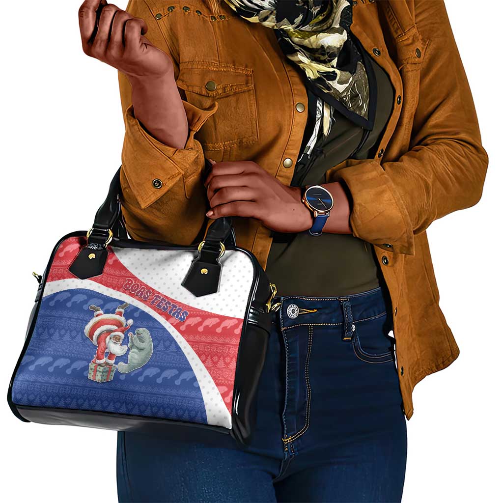 Cape Verde Christmas Shoulder Handbag Black Santa Clause With The Manatee - African Pride