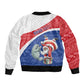 Personalized Cape Verde Christmas Sleeve Zip Bomber Jacket Black Santa Clause With The Manatee - African Pride