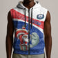 Personalized Cape Verde Christmas Sleeveless Zip Hoodie Black Santa Clause With The Manatee - African Pride