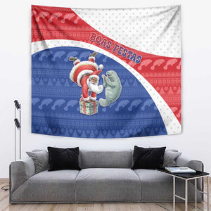 Cape Verde Christmas Tapestry Black Santa Clause With The Manatee - African Pride