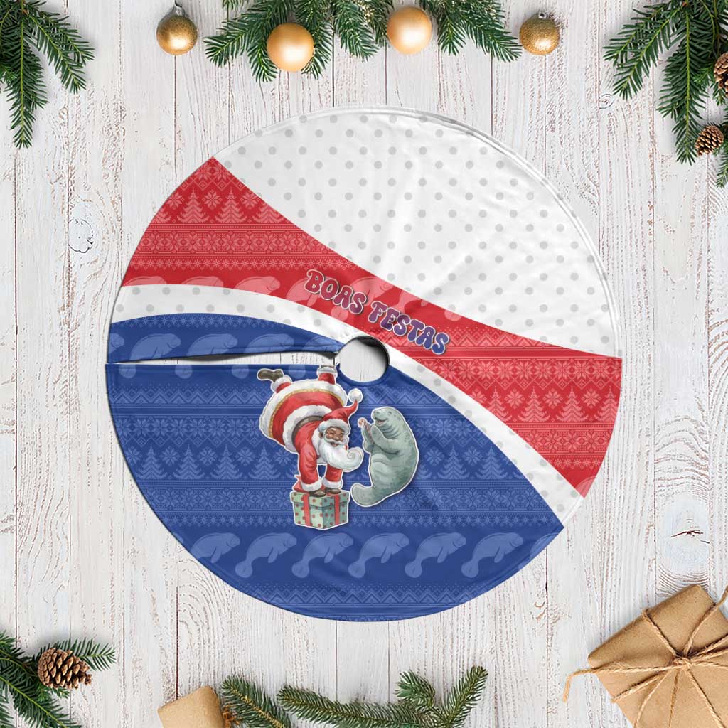 Cape Verde Christmas Tree Skirt Black Santa Clause With The Manatee - African Pride
