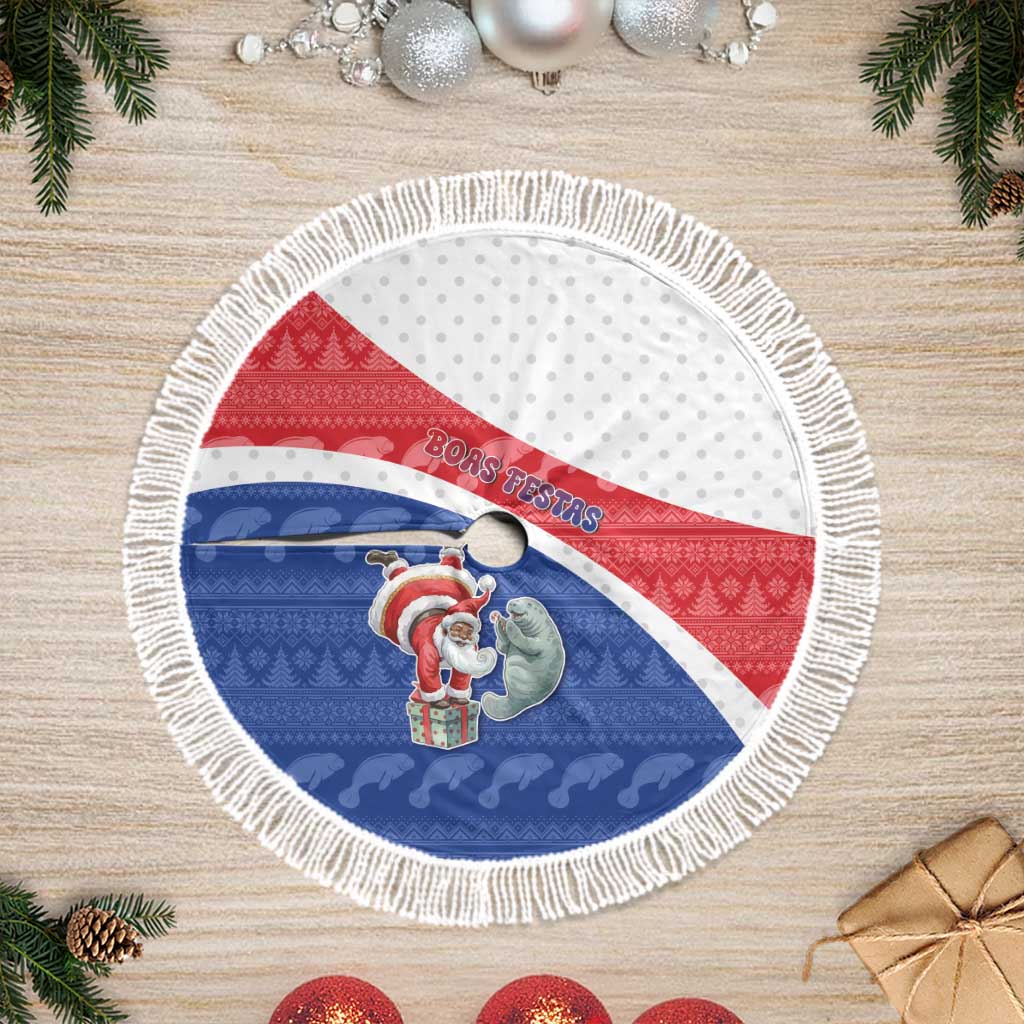 Cape Verde Christmas Tree Skirt Black Santa Clause With The Manatee - African Pride