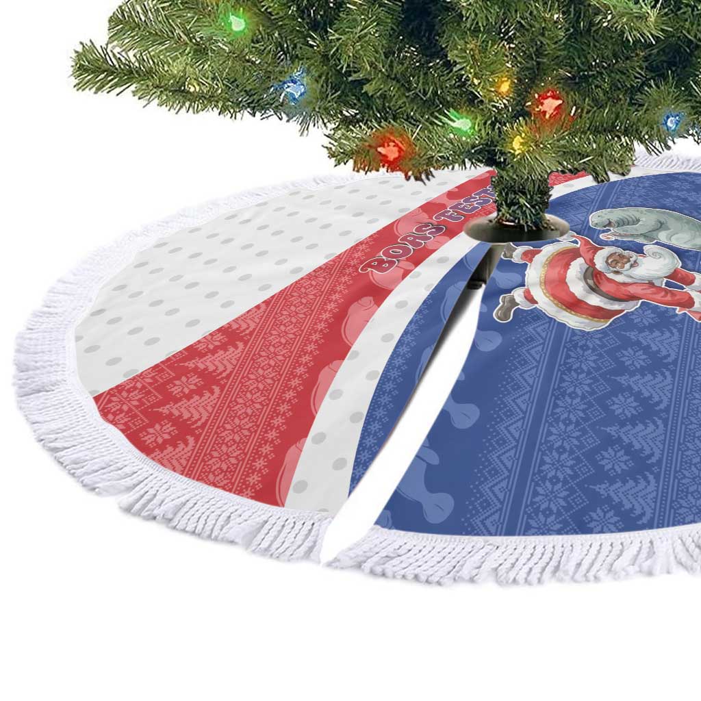 Cape Verde Christmas Tree Skirt Black Santa Clause With The Manatee - African Pride