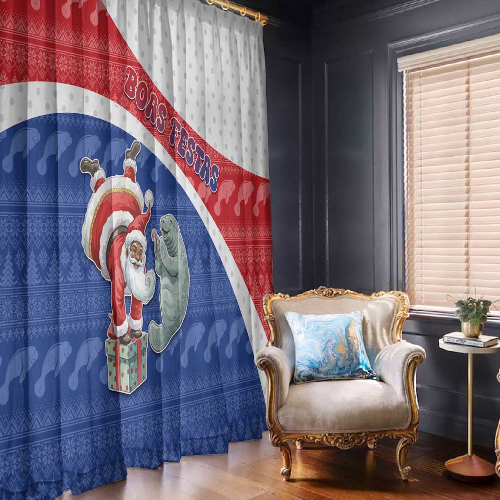 Cape Verde Christmas Window Curtain Black Santa Clause With The Manatee - African Pride