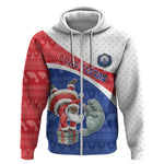 Personalized Cape Verde Christmas Zip Hoodie Black Santa Clause With The Manatee - African Pride
