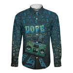 Dope Like Hip Hop Long Sleeve Button Shirt Hiphop Graffiti Style - African Pride