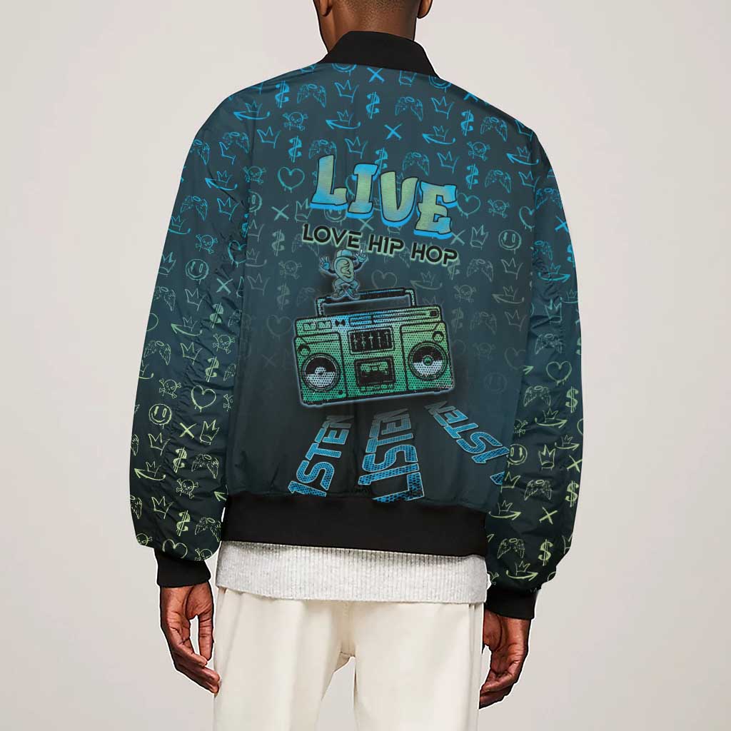 Dope Like Hip Hop Sleeve Zip Bomber Jacket Hiphop Graffiti Style - African Pride