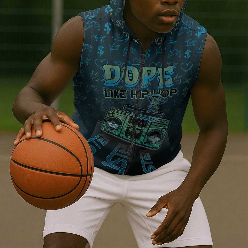 Dope Like Hip Hop Sleeveless Zip Hoodie Hiphop Graffiti Style - African Pride