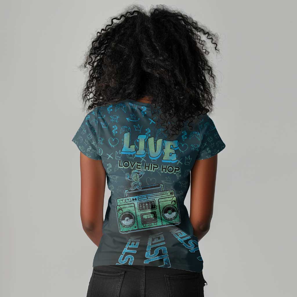 Dope Like Hip Hop Women V-Neck T-Shirt Hiphop Graffiti Style - African Pride