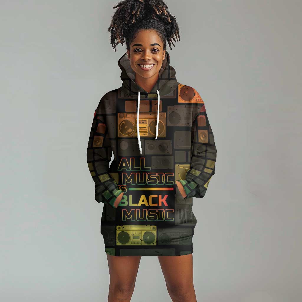 Black Music Month Hoodie Dress All Music Is Black Music - African Pride