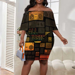 Black Music Month Off Shoulder Short Dress All Music Is Black Music - African Pride