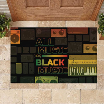 Black Music Month Rubber Doormat All Music Is Black Music - African Pride