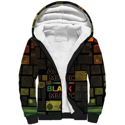 Black Music Month Sherpa Hoodie All Music Is Black Music - African Pride
