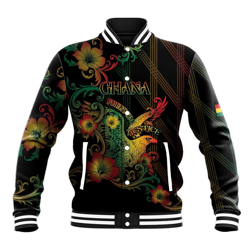 Personalized Ghana Baseball Jacket Eagle Of Freedom And Justice