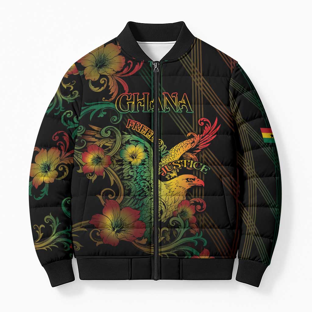 Personalized Ghana Bomber Puffer Jacket Eagle Of Freedom And Justice