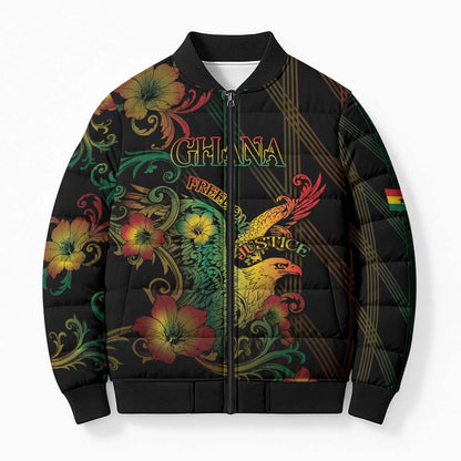 Personalized Ghana Bomber Puffer Jacket Eagle Of Freedom And Justice