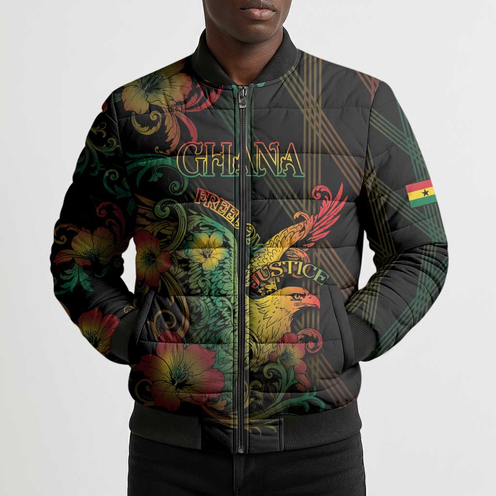 Personalized Ghana Bomber Puffer Jacket Eagle Of Freedom And Justice