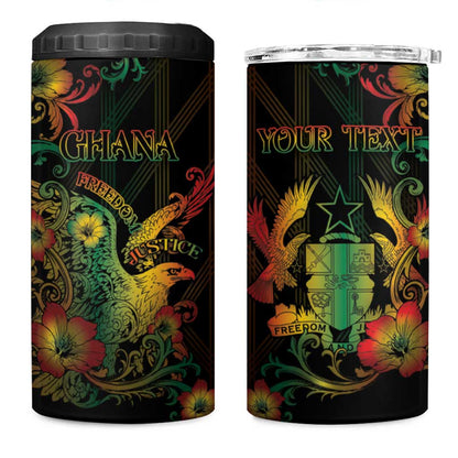 Personalized Ghana 4 in 1 Can Cooler Tumbler Eagle Of Freedom And Justice