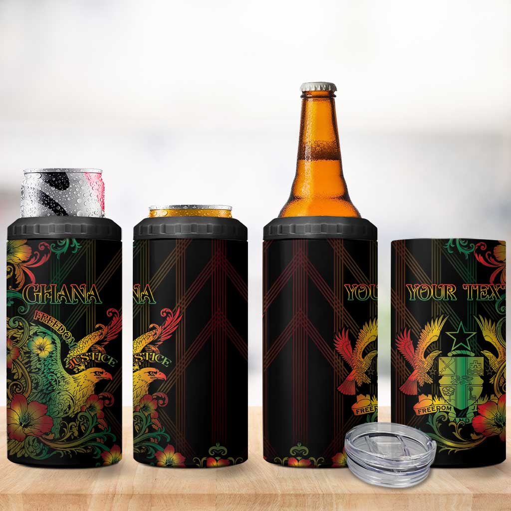 Personalized Ghana 4 in 1 Can Cooler Tumbler Eagle Of Freedom And Justice