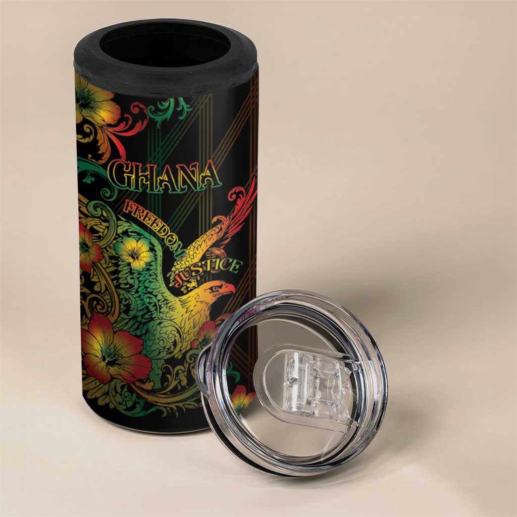 Personalized Ghana 4 in 1 Can Cooler Tumbler Eagle Of Freedom And Justice