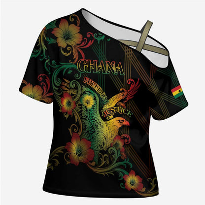 Personalized Ghana Cross Shoulder Shirt Eagle Of Freedom And Justice