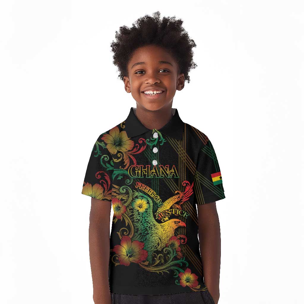 Personalized Ghana Kid Polo Shirt Eagle Of Freedom And Justice