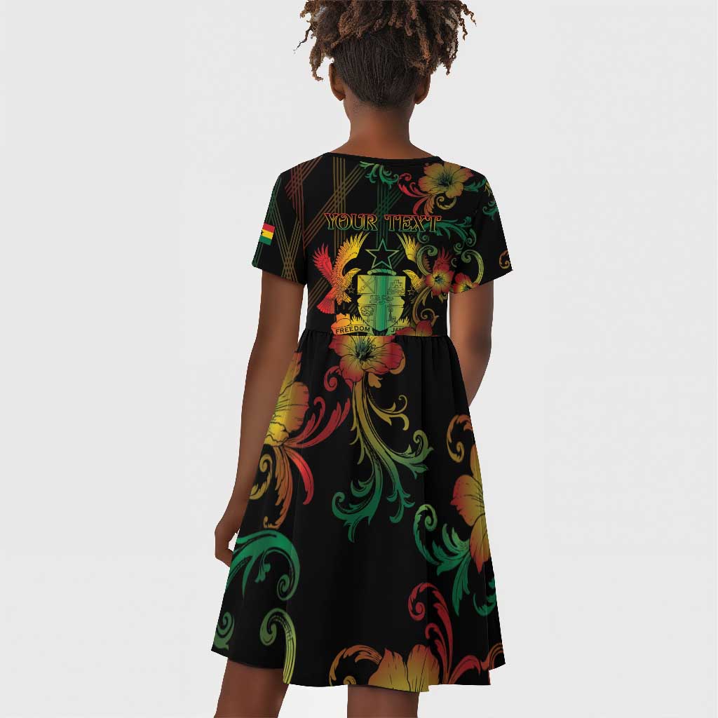 Personalized Ghana Kid Short Sleeve Dress Eagle Of Freedom And Justice