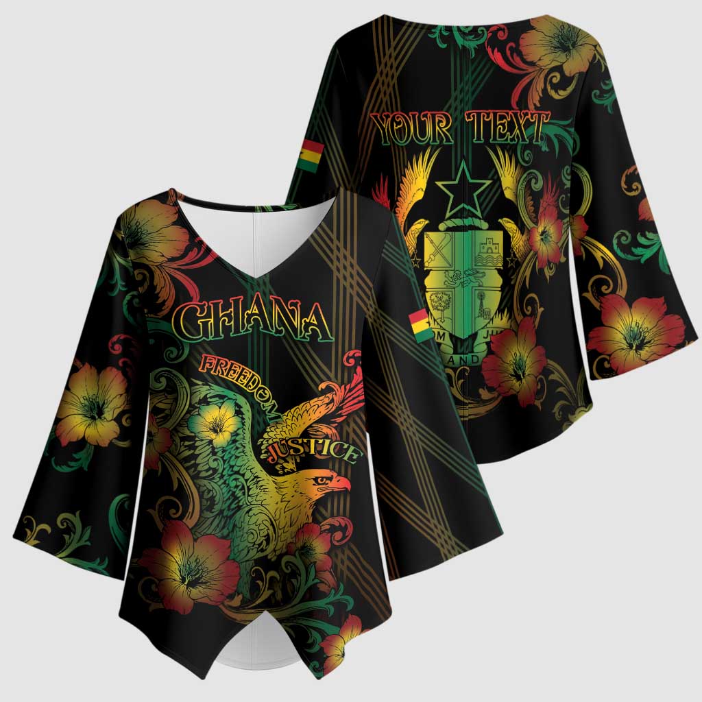 Personalized Ghana Kimono Sleeve Blouse Eagle Of Freedom And Justice