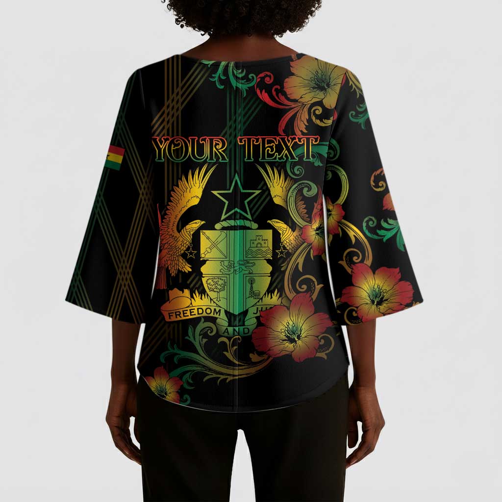 Personalized Ghana Kimono Sleeve Blouse Eagle Of Freedom And Justice