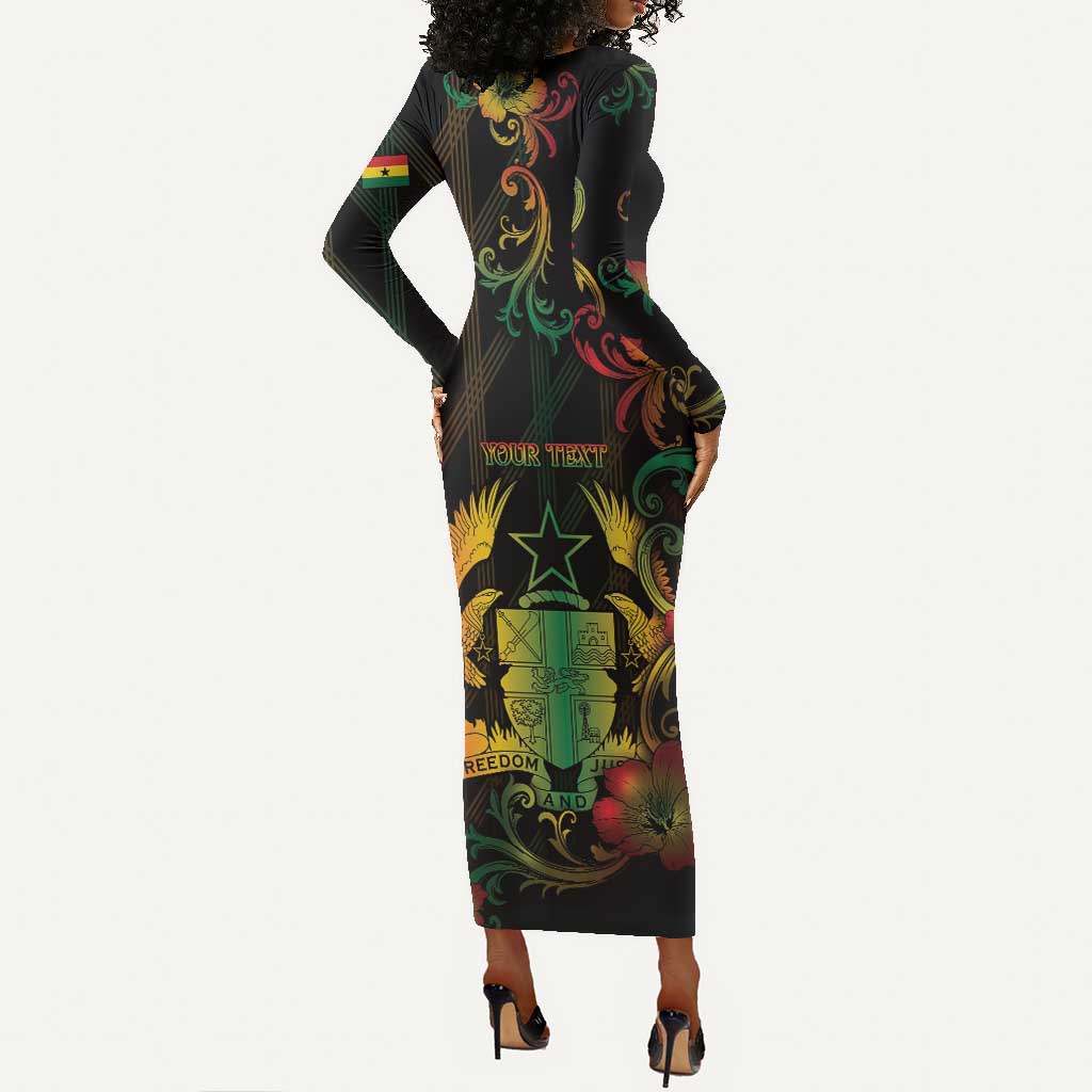 Personalized Ghana Long Sleeve Bodycon Dress Eagle Of Freedom And Justice