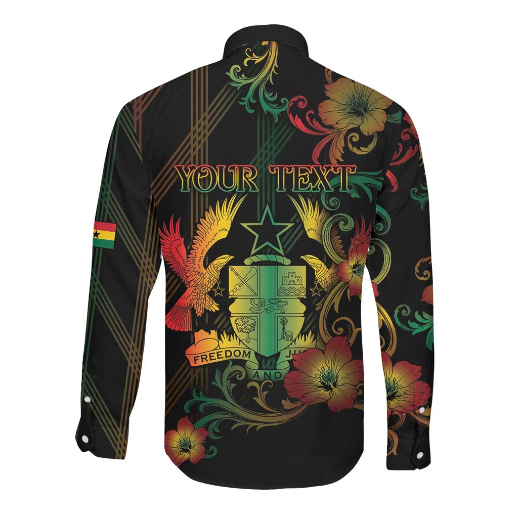 Personalized Ghana Long Sleeve Button Shirt Eagle Of Freedom And Justice