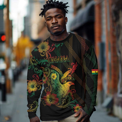 Personalized Ghana Long Sleeve Shirt Eagle Of Freedom And Justice