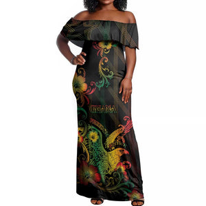 Personalized Ghana Off Shoulder Maxi Dress Eagle Of Freedom And Justice
