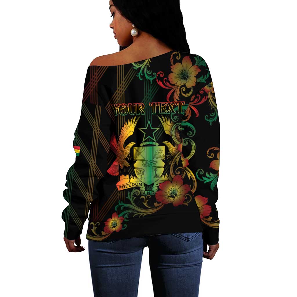Personalized Ghana Off Shoulder Sweater Eagle Of Freedom And Justice