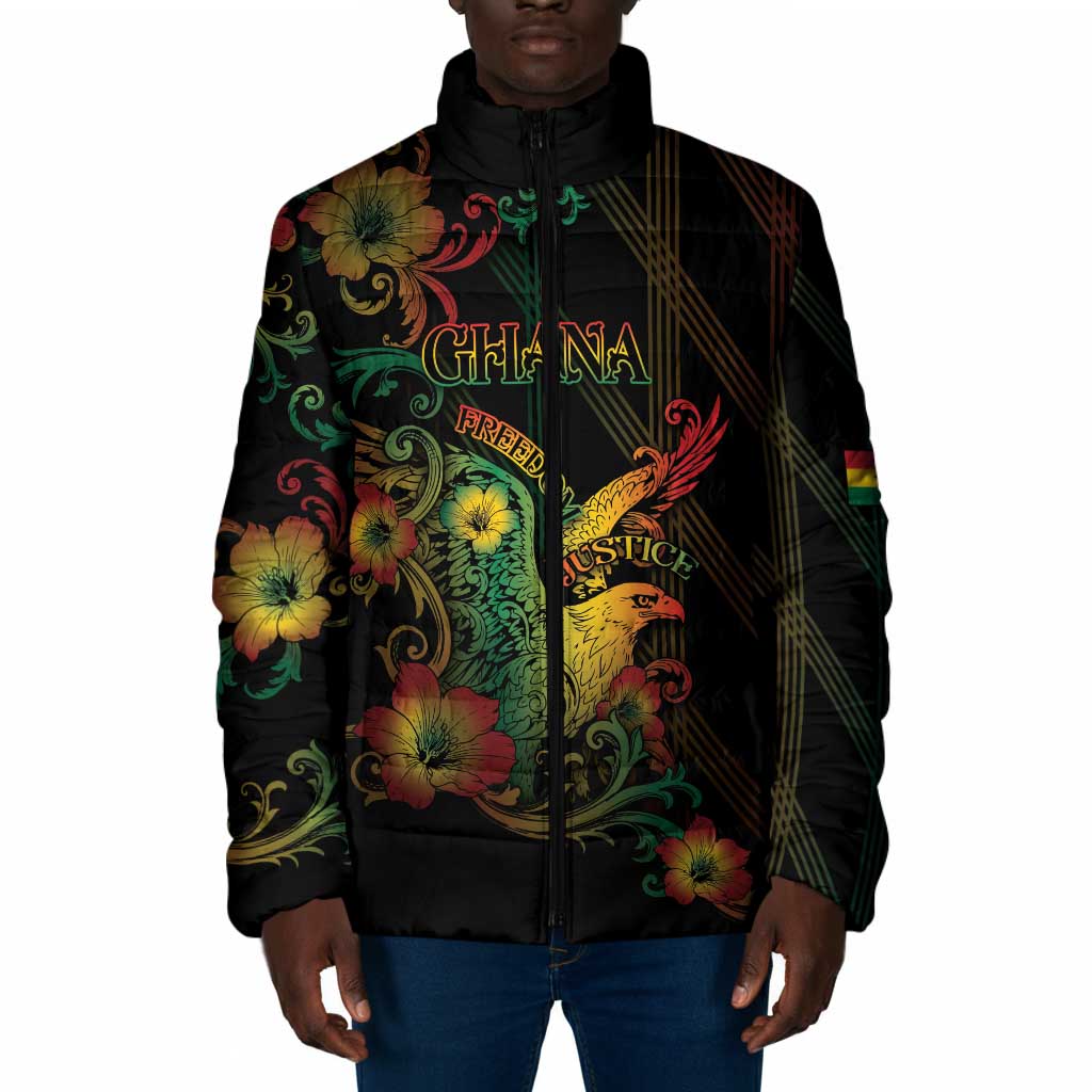 Personalized Ghana Padded Jacket Eagle Of Freedom And Justice