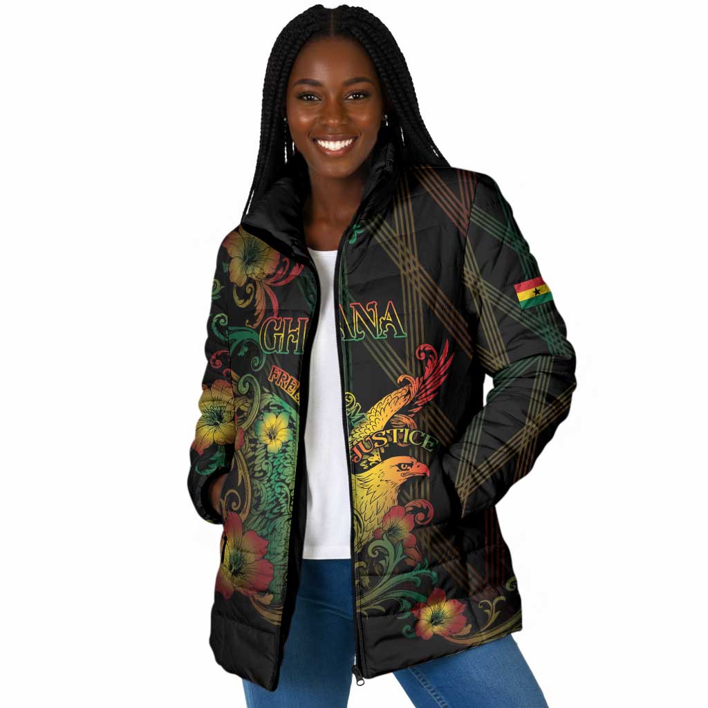 Personalized Ghana Padded Jacket Eagle Of Freedom And Justice