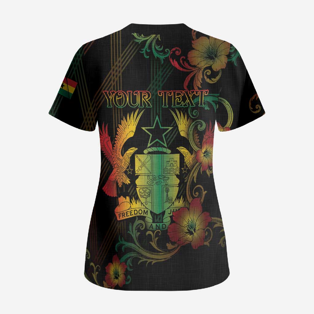 Personalized Ghana Scrub Top Eagle Of Freedom And Justice