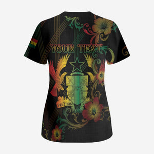 Personalized Ghana Scrub Top Eagle Of Freedom And Justice