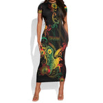 Personalized Ghana Short Sleeve Bodycon Dress Eagle Of Freedom And Justice