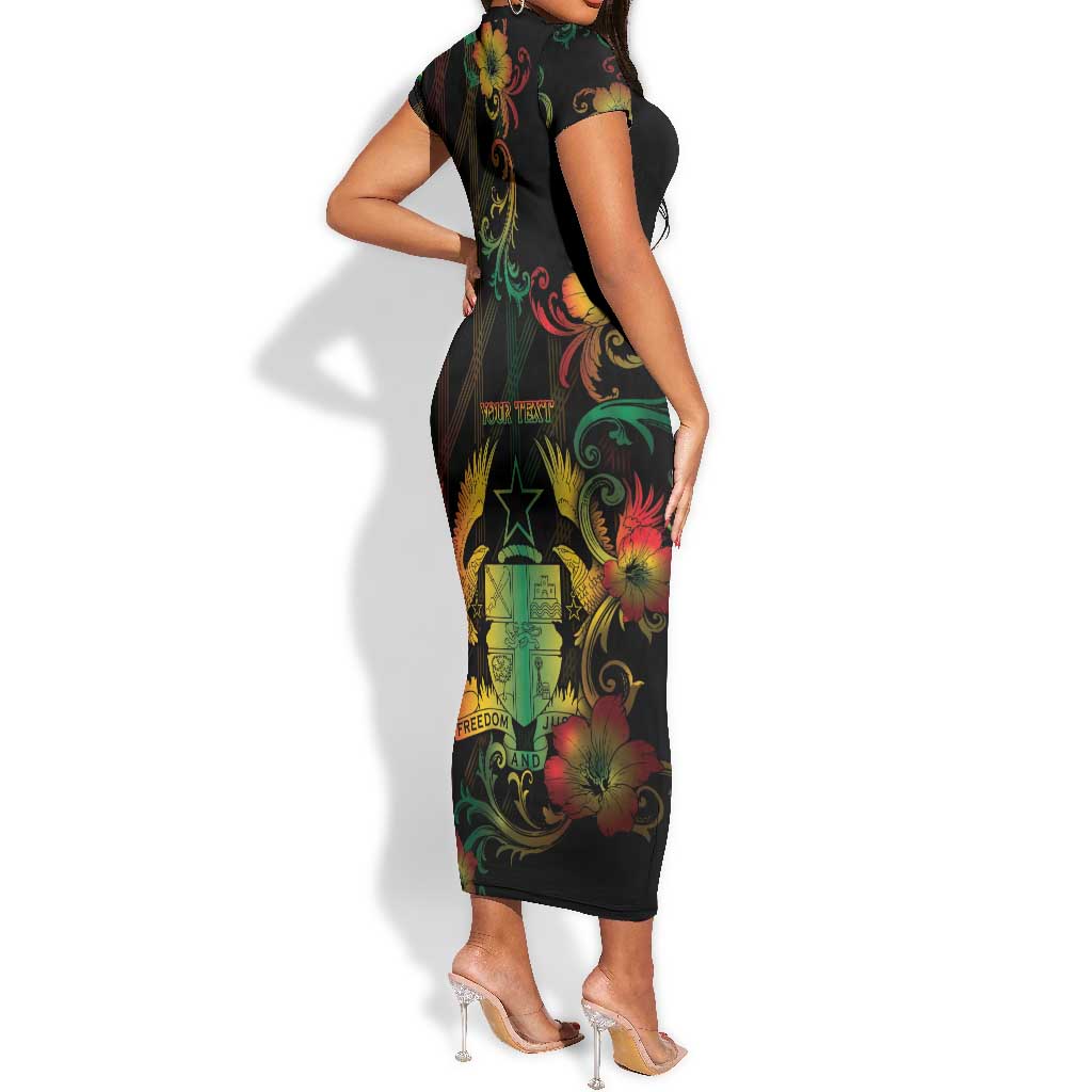 Personalized Ghana Short Sleeve Bodycon Dress Eagle Of Freedom And Justice