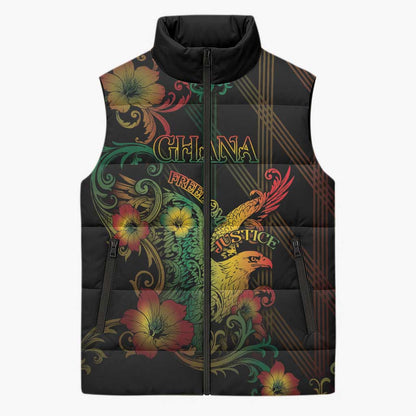 Personalized Ghana Sleeveless Puffer Jacket Eagle Of Freedom And Justice